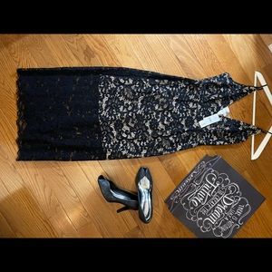 New BB Dakota- midi black lace dress with slip
